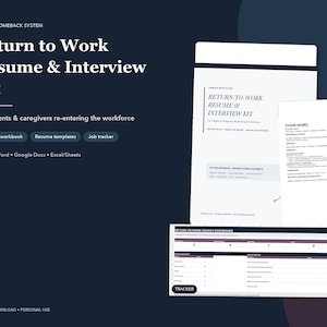 Return to Work Resume & Interview Kit for Parents and Caregivers, 60-Page Career Gap Workbook