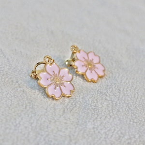 Pink flower, clip on earrings. Little girls clip on earrings soft gold. birthday gift , Birthday gifts for girls