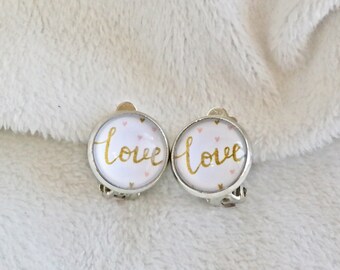 LOVE clip on earrings. Little girl's clip on earrings. kids, girls. Clipon earrings for non pierced ears, Birthday gifts for girls