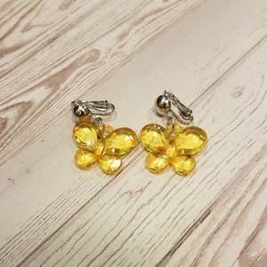 Butterfly clip on earrings. Little girl gold transparent clip on earrings , Birthday gifts for girls, Christmas gift for little girl