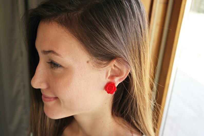 Red Rose Clip on Earrings. Little Girl Clip on Earrings Etsy