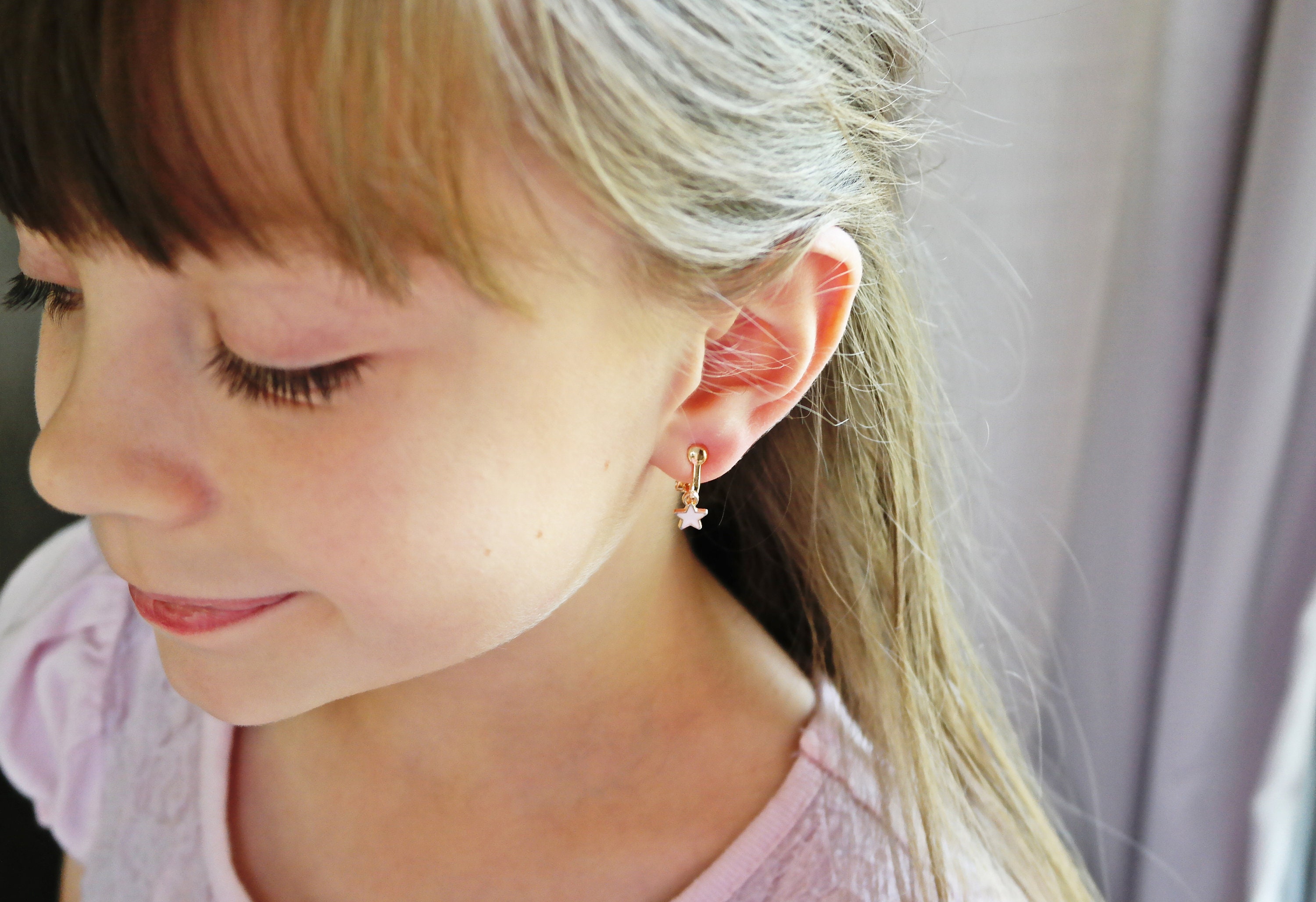 Pink star clip on earrings. Little girls clip on earrings Etsy