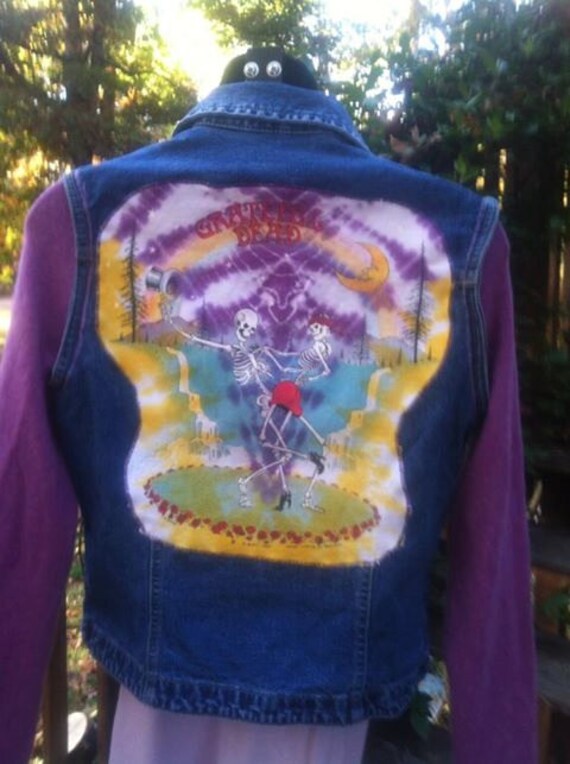Items similar to Upcycled Grateful Dead Denim Jacket Reserved for Elaine on Etsy