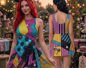 Custom Halloween Sally Skelington Tennis Dress Skirt, Personalized Nightmare Before Christmas Tennis Dress, Women Halloween Dress for her