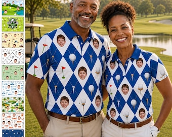 Camiseta personalizada para amantes del golf con foto, polo de golf con rostro personalizado, regalo de verano para amantes del golf, regalo del Día del Padre, regalo de cumpleaños, regalo para parejas.