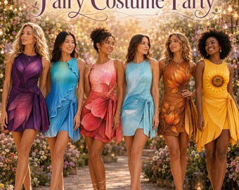 Women's Fairy Costume Wrap Skort, Matching Group Halloween Outfit, Floral Pixie Cosplay Tennis Dress, Fantasy Party Tennis Skirt for Girls