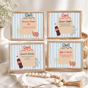 She's About To Pop – Baby Shower Signs | Popcorn Theme Table Decor (Editable Template)