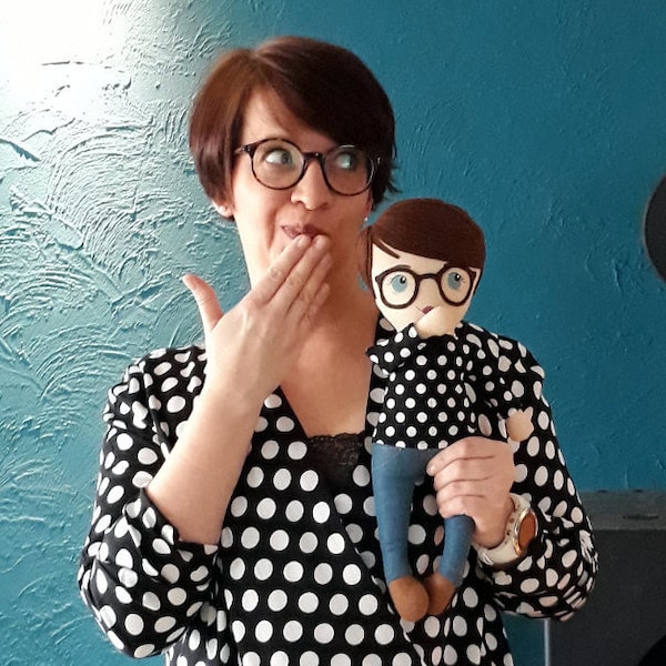 Mini-MiniMe, personalizes portrait doll, selfie doll, customized clothdoll