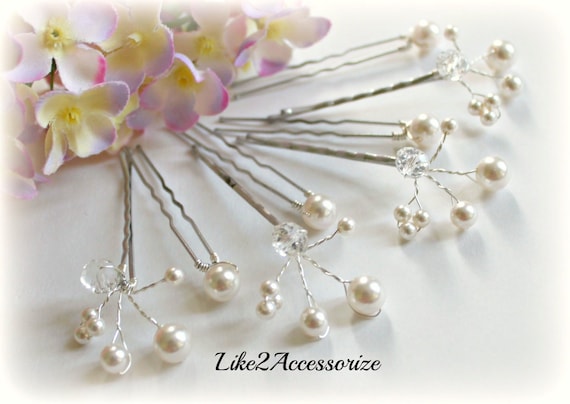 Bridal Hair Pins Wedding Hair Accessories Swarovski Pearls  display picture 1