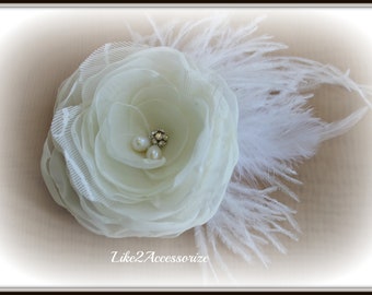 Braut Blume Haarspange mit Strass und Strauß Pflaumen Braut Fascinator Elfenbein Floral Fascinator Braut Haar Zubehör Hochzeit Clip