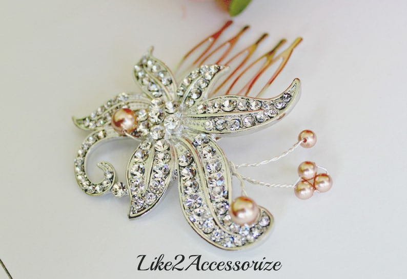 Hair Accessories Bridesmaid Vintage Comb Pearl Flower Hair Comb Bridal Rhinestone Hair Comb Wedding Comb Bridal Headpiece Crystal Comb