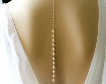 Backdrop Attachment, Pearl Back Drop to Add to Your Necklace, White Ivory Pearl Back Drop, Backdrop Jewelry, Bridal Jewelry, Swarovski Pearl