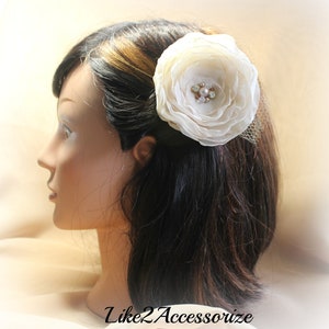 Ivory Wedding Flower Hair Clip Bridal Hair Accessories Wedding Hair Accessories Wedding Hair Fascinator Wedding Headpiece Bridal Hair Flower image 4