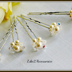 Wedding Hair Accessories Bridal Hair Pins Crystal Swarovski Pearl Gold Ivory Pearl Hair Pin Bridal Pearl Hair Pin Ivory Pearl Hair Clip