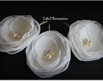 White Ivory Flower Hair Clip Bridal Hair Flower Wedding Hair Accessories Bridesmaid Hair Piece Bridal Headpiece Wedding Flowers for Hair