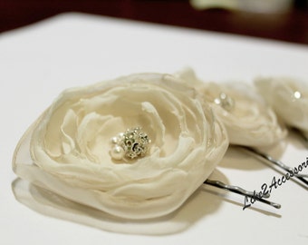 Champagne Ivory Flower Hair Clip Bridal Hair Flower Wedding Hair Accessories Bridesmaid Hair Piece Bridal Headpiece Wedding Flowers for Hair