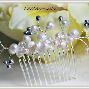 Freshwater Pearl Comb Wedding Hair Comb Bridal Hair Comb Bridal Headpiece Silver Comb Bridal Hair Comb Accessory Freshwater Pearl Hairpiece