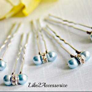 Something Blue Hair Pins Wedding Hair Accessories Wedding Hair Pins Bridesmaid Hair Clip Blue Rhinestone Clip Ivory Hair Pins