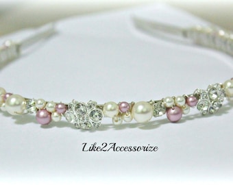 Flower Girl Headband, Junior Bridesmaid Headband, Bridal Tiara, Wedding Jewelry, Bridal Head Piece, Swarovski Rhinestone, Wedding Headband