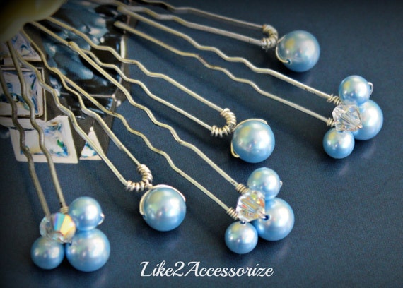 Something Blue Hair Pin Wedding Hair Accessories Swarovski Etsy