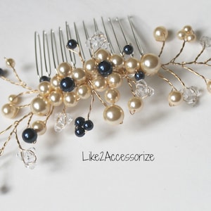 Floral Vines Comb, Ivory White Gold Bridal Hair Comb, Wedding Hair Accessories, Bridal Hair Pieces, Bridesmaid Hair Comb, Wedding Hair Comb
