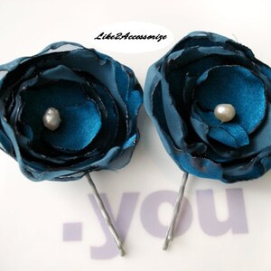 Peacock Teal Hair Flower Wedding Hair Piece Bridal Flower Clip Bobby Pins Bridal Headpiece Bridesmaid Gift Wedding Hair Accessories