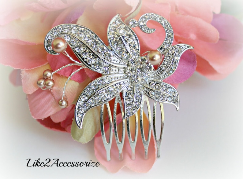 Hair Accessories Bridesmaid Vintage Comb Pearl Flower Hair Comb Bridal Rhinestone Hair Comb Wedding Comb Bridal Headpiece Crystal Comb