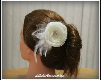 Bridal Flower Clip Wedding Hair Flower for Hair Bridal Fascinator White Ivory Flower Wedding Headpiece Bridal Headpiece Wedding Accessories