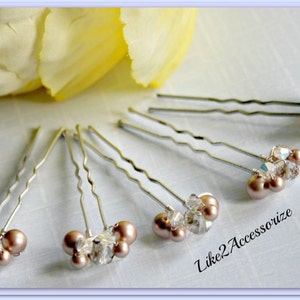 Pearl Hair Pins Wedding Accessories Bridal Hair Piece Crystal Swarovski Pearls Bridemaid Hair Do Blue White Ivory Brown Pins Pearl Hair Clip