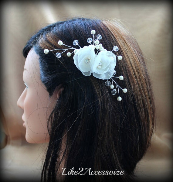 White Ivory Champagne Pearl, Bridal Hair Pin, Wedding Hair  display picture 2