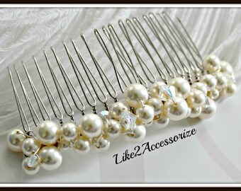 Wedding Hair Comb Bridal Pearl White Ivory Gold Comb Bridal Hair Comb Wedding Hair Accessories Bridal Headpieces Bridal Vintage Hair Comb