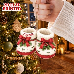 Baby Booties Christmas Ornament, New Baby Holiday Keepsake, Baby’s First Christmas Gift, Nursery Christmas Decor, 2D Flat Ornament