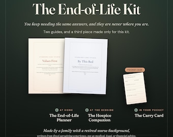 End of Life Planner Kit | 3 Part Set for Home, Bedside & Pocket | Hospice Companion + Emergency Wallet Card | Printable Digital PDF