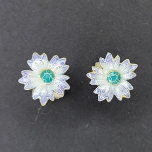 Enamel Flower Earrings Gold Plated