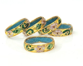 Chinese Cloisonné Floral Design Ring - Etsy