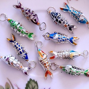 Dainty Small Cloisonne Enamel Koi Fish Charm