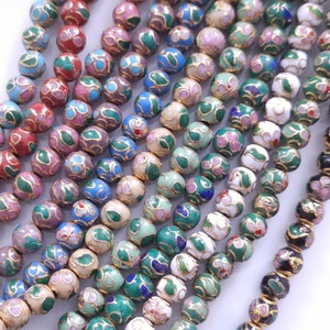 5mm Cloisonné Round Beads &quot;Floral&quot;
