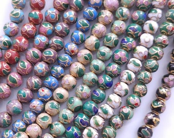 5mm Cloisonné Round Beads "Floral"