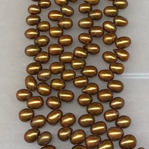 Chocolate Brown 6.5-7mm Head-drilled Dancing Pearls 16&quot; Strand