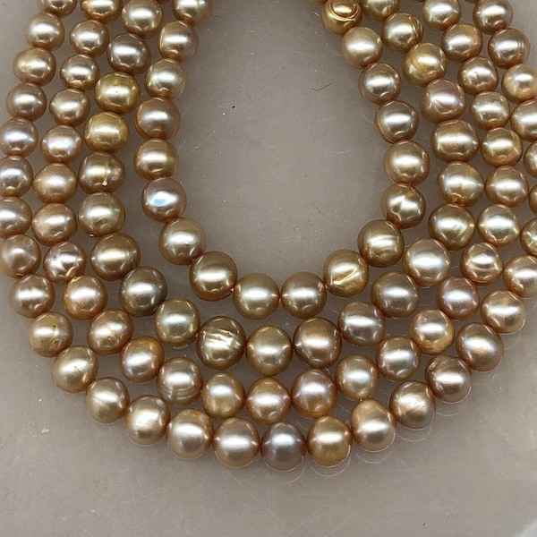 Dark Champagne 5.5-6mm Pearls Potato Shape 16" Strand