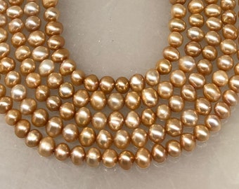 Champagne 4-4.5mm Pearls Potato Shape 16" Strand