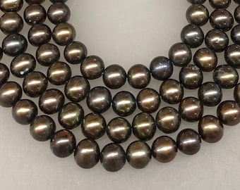 6.5-7mm Dark Brown Pearls Potato Shape Freshwater Pearls 16" Strand