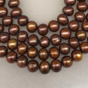 8.5-9mm Dark Brown Pearls Potato Shape Freshwater Pearls  16" Strand