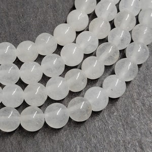 White Jade Round Beads 6mm 8mm Full Strand