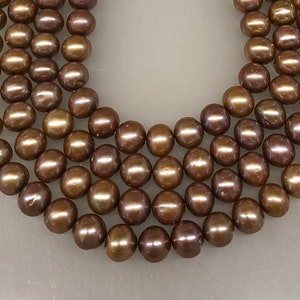 8-8.5mm Brown Pearls Potato Shape Freshwater Pearls 16" Strand