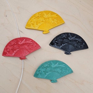 40mm x 68mm Cinnabar Lacquer Fan Shaped Bead Pendant