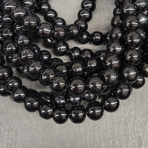 Black Glass Round Beads 10mm Full Strand