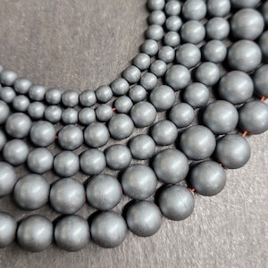 16&quot; Matte Hematite Round Beads 4mm 6mm 8mm