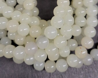 Pale Lemon Glass Round Beads 10mm Full Strand