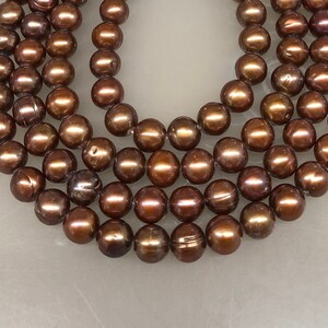8-8.5mm Brown Pearls Potato Shape Freshwater Pearls 16" Strand